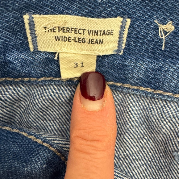 Madewell The Perfect Vintage Wide-Leg Jeans Wash Raw Edge Hem Size 31 - Picture 2 of 5